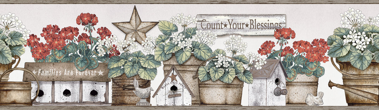 Chesapeake 3119-13581B Geranium Multicolor Flower Pot Border