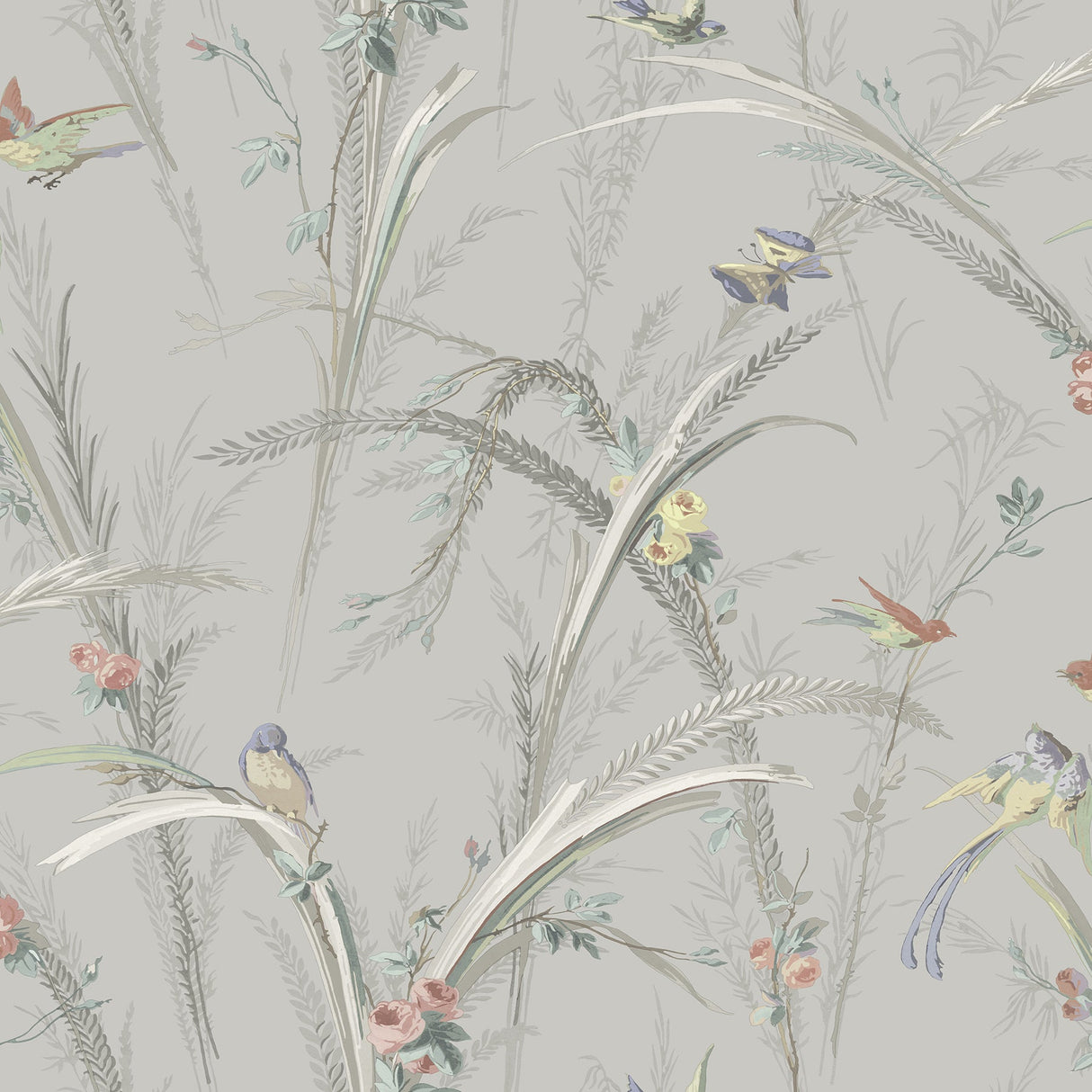 Chesapeake 3119-193211 Meadowlark Grey Botanical Wallpaper