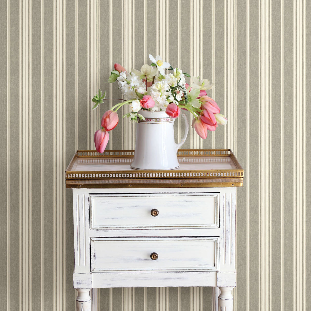 Chesapeake 3119-491025 Cooper Taupe Stripe Wallpaper