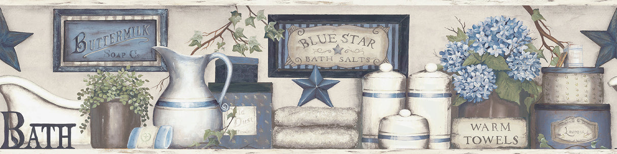 Chesapeake 3119-63104B Country Bath Blue Rustic Border