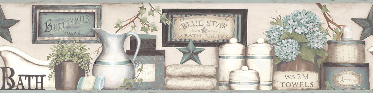 Chesapeake 3119-63105B Country Bath Aqua Rustic Border