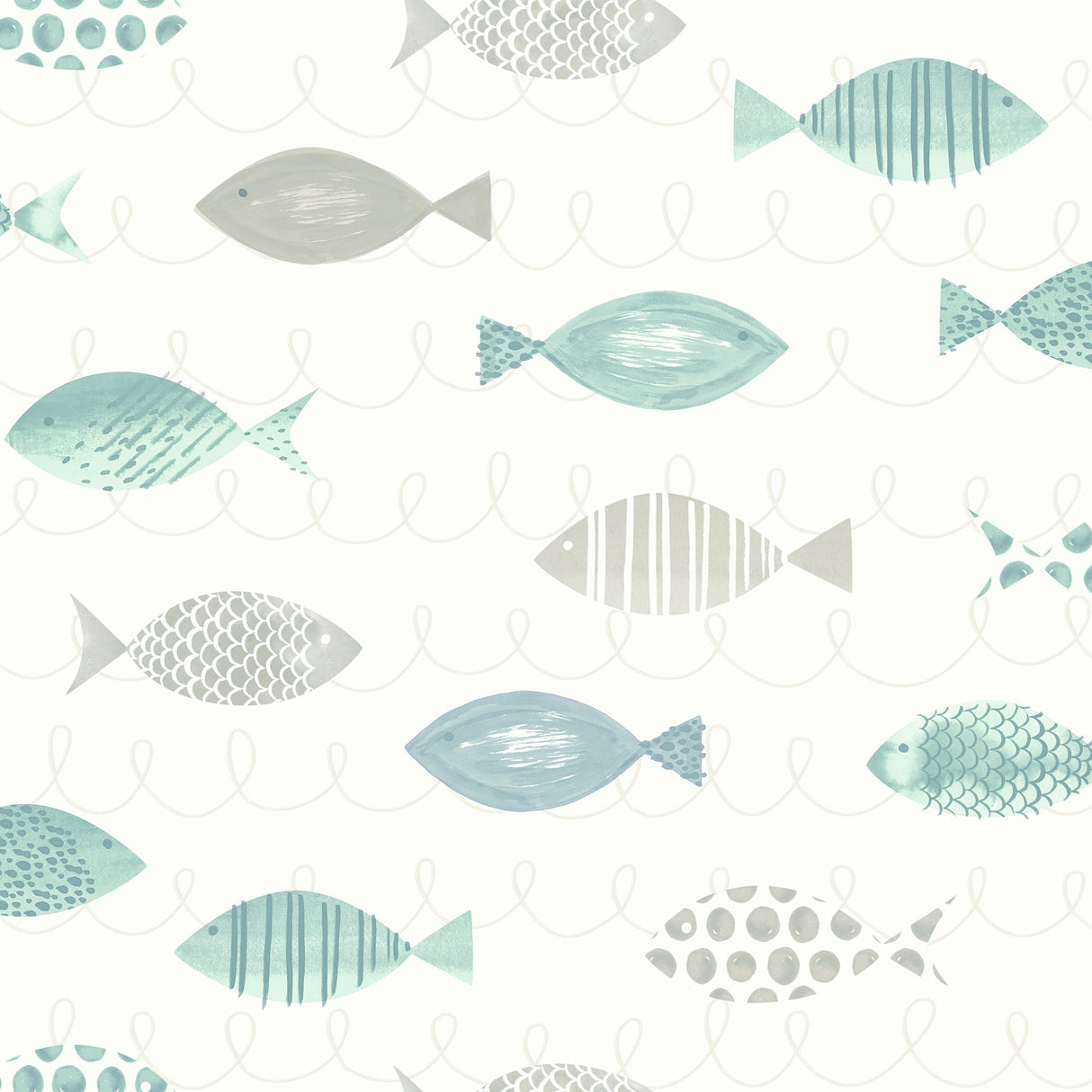 Chesapeake 3120-12044 Key West Teal Sea Fish Wallpaper