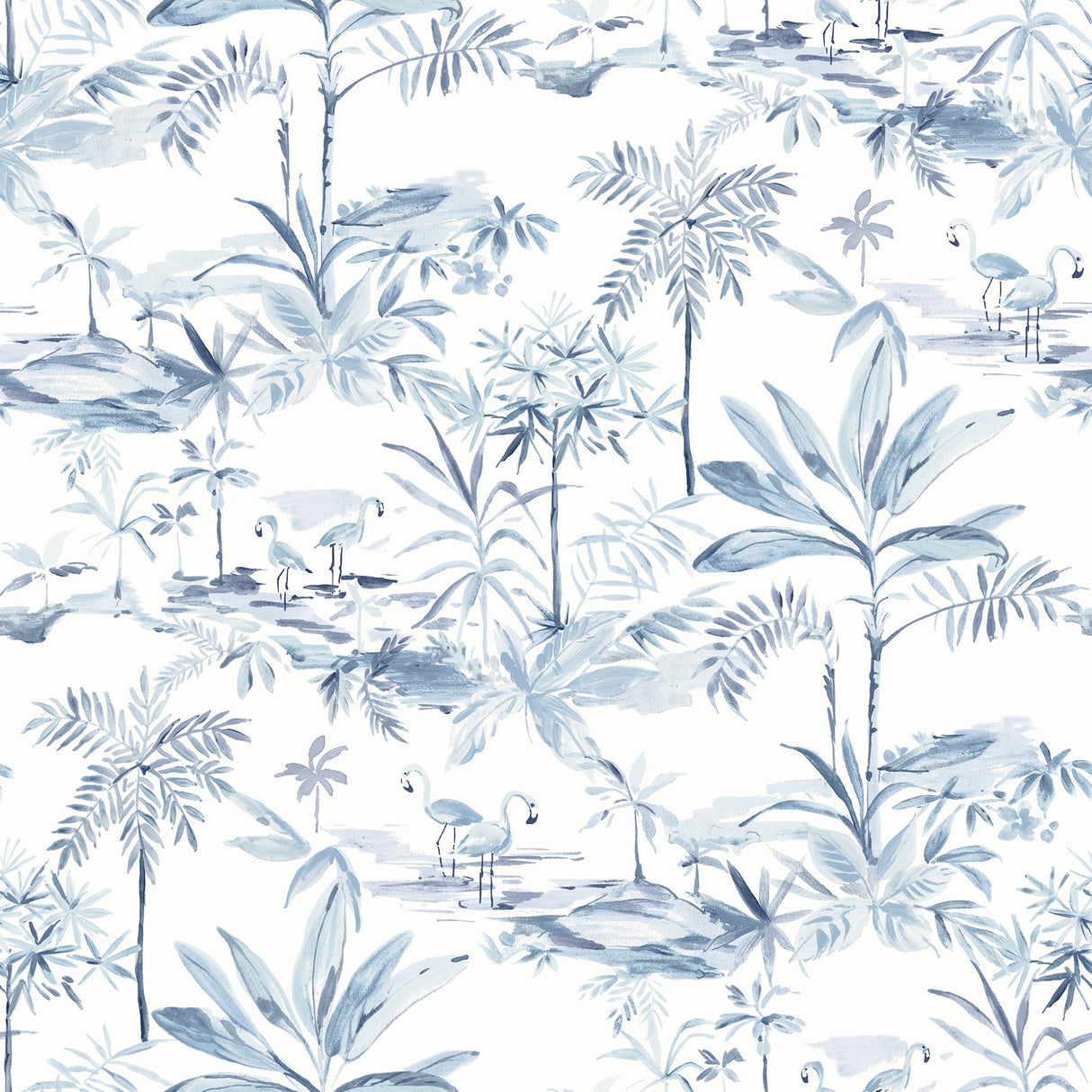 Chesapeake 3120-12074 Lagoon Blue Scenic Island Wallpaper