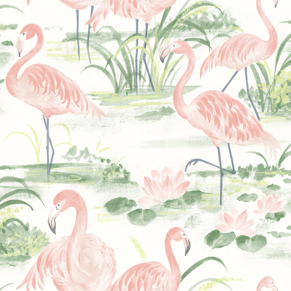 Chesapeake 3120-13601 Everglades Coral Flamingos Wallpaper