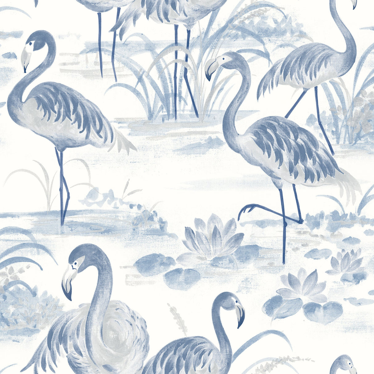 Chesapeake 3120-13602 Everglades Blue Flamingos Wallpaper