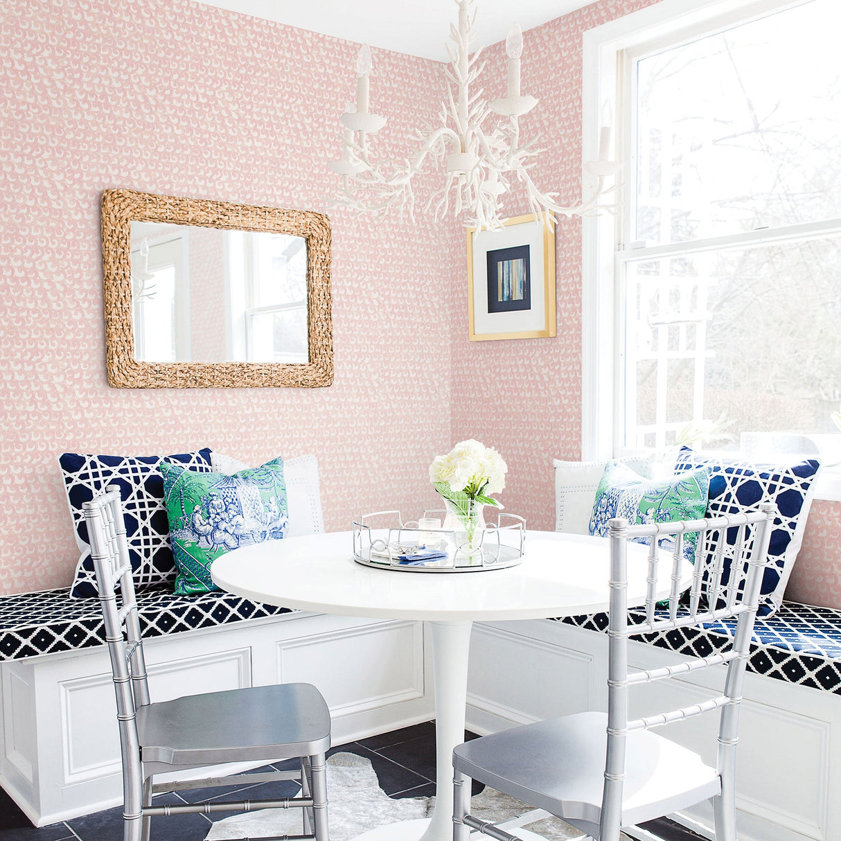 Chesapeake 3120-13634 Saltwater Light Pink Wave Wallpaper