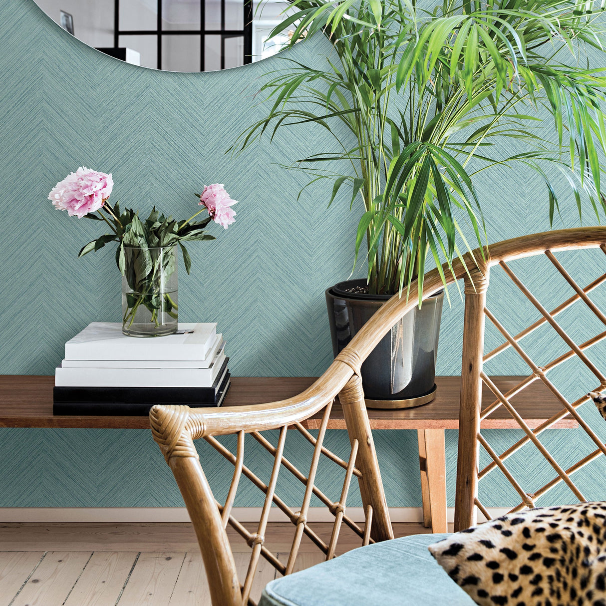 Chesapeake 3120-13671 Caladesi Aqua Faux Linen Wallpaper