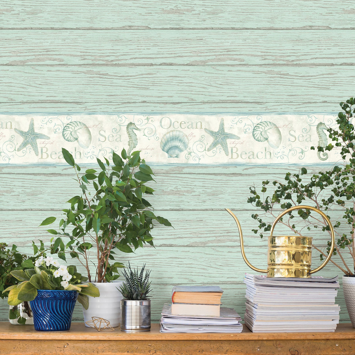 Chesapeake 3120-13694 Rehoboth Mint Distressed Wood Wallpaper