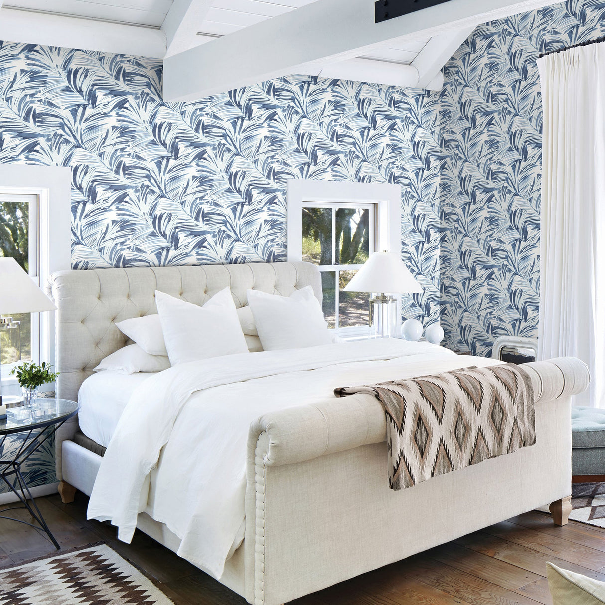 Chesapeake 3120-13714 Chaparral Blue Fronds Wallpaper