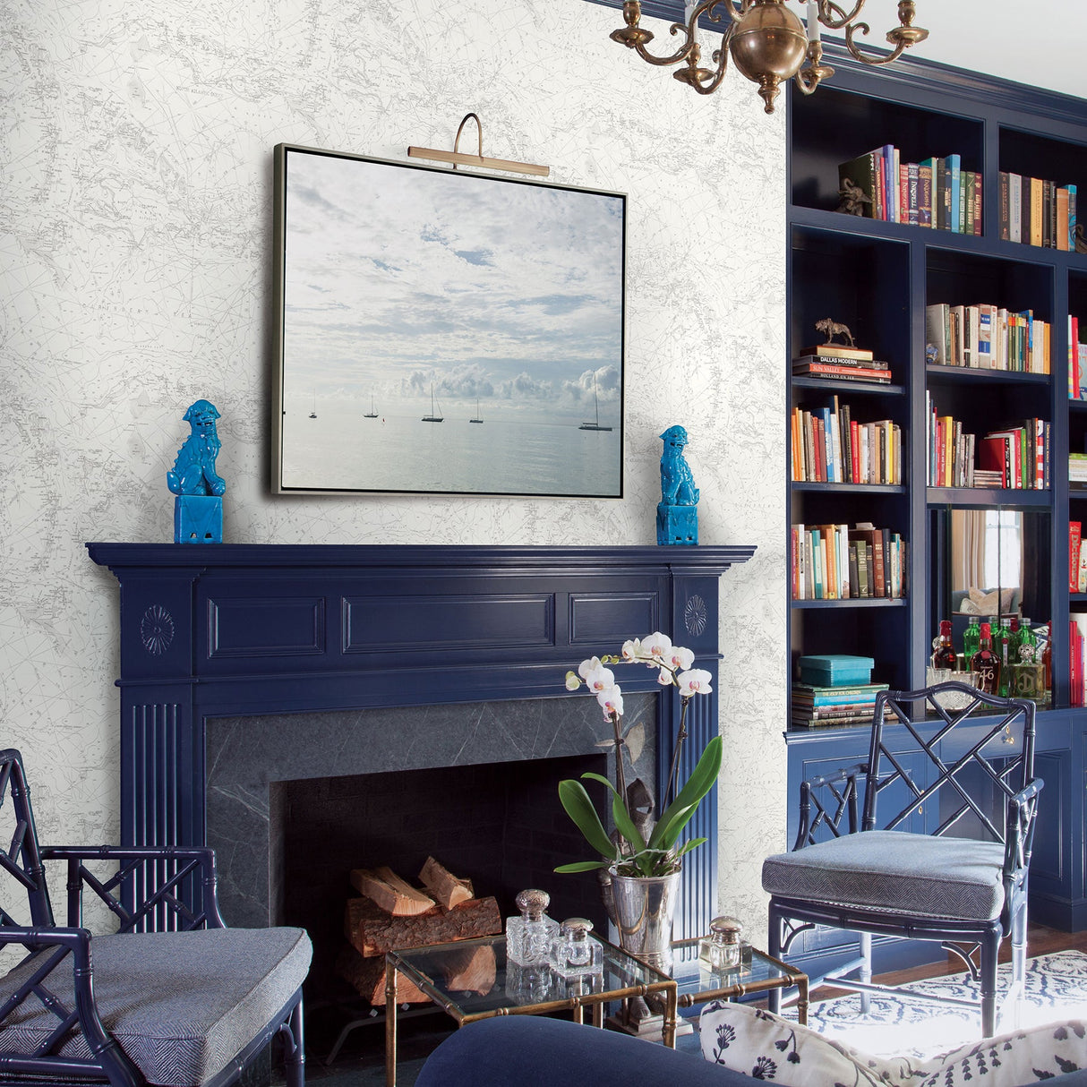 Chesapeake 3120-161710 Charts Grey Map Wallpaper