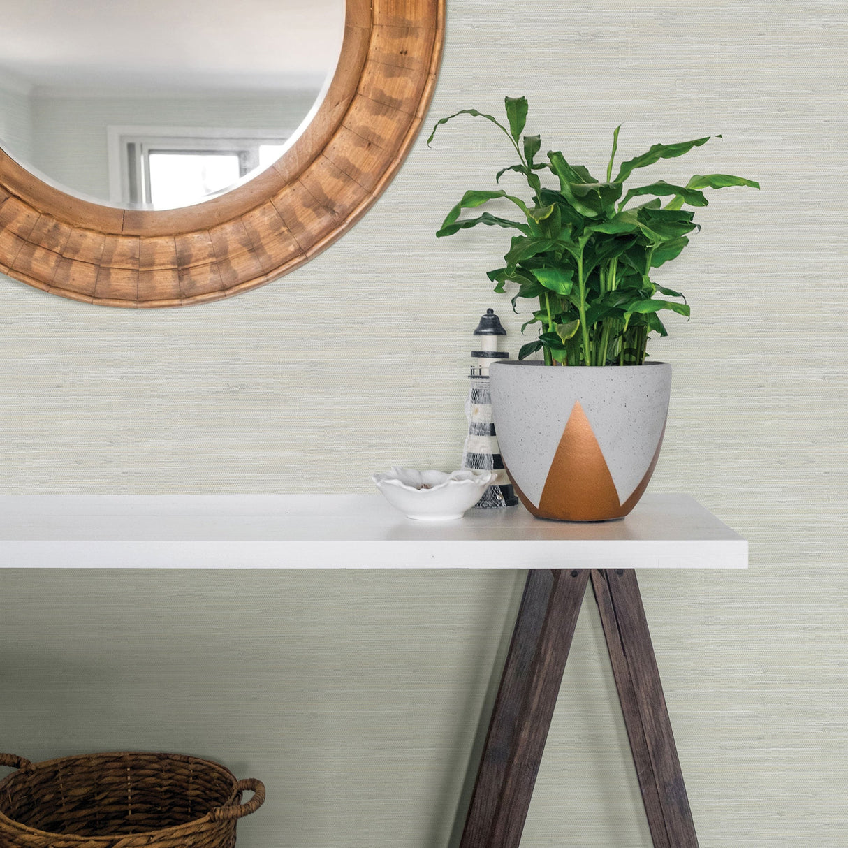 Chesapeake 3120-256018 Waverly Light Grey Faux Grasscloth Wallpaper