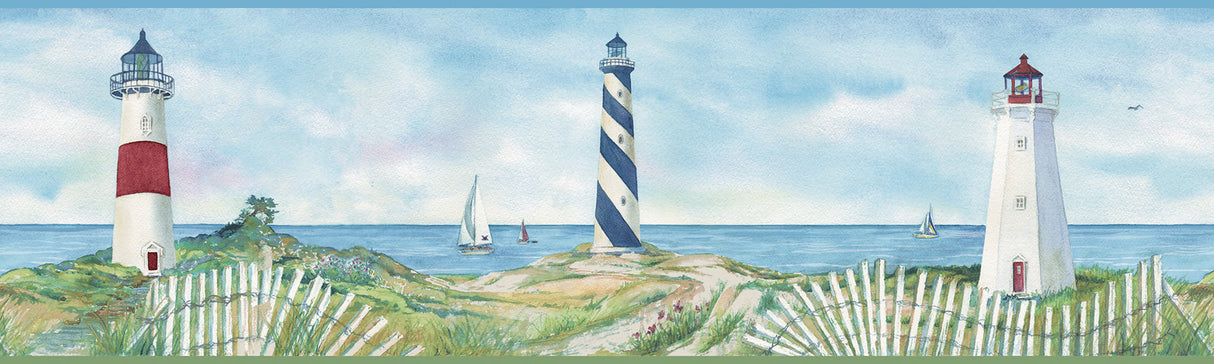 Chesapeake 3120-46071B Eugene Blue Lighthouse Border