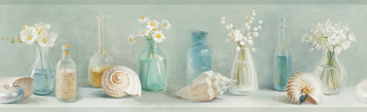 Chesapeake 3120-53603B Cahoon Teal Vases Border