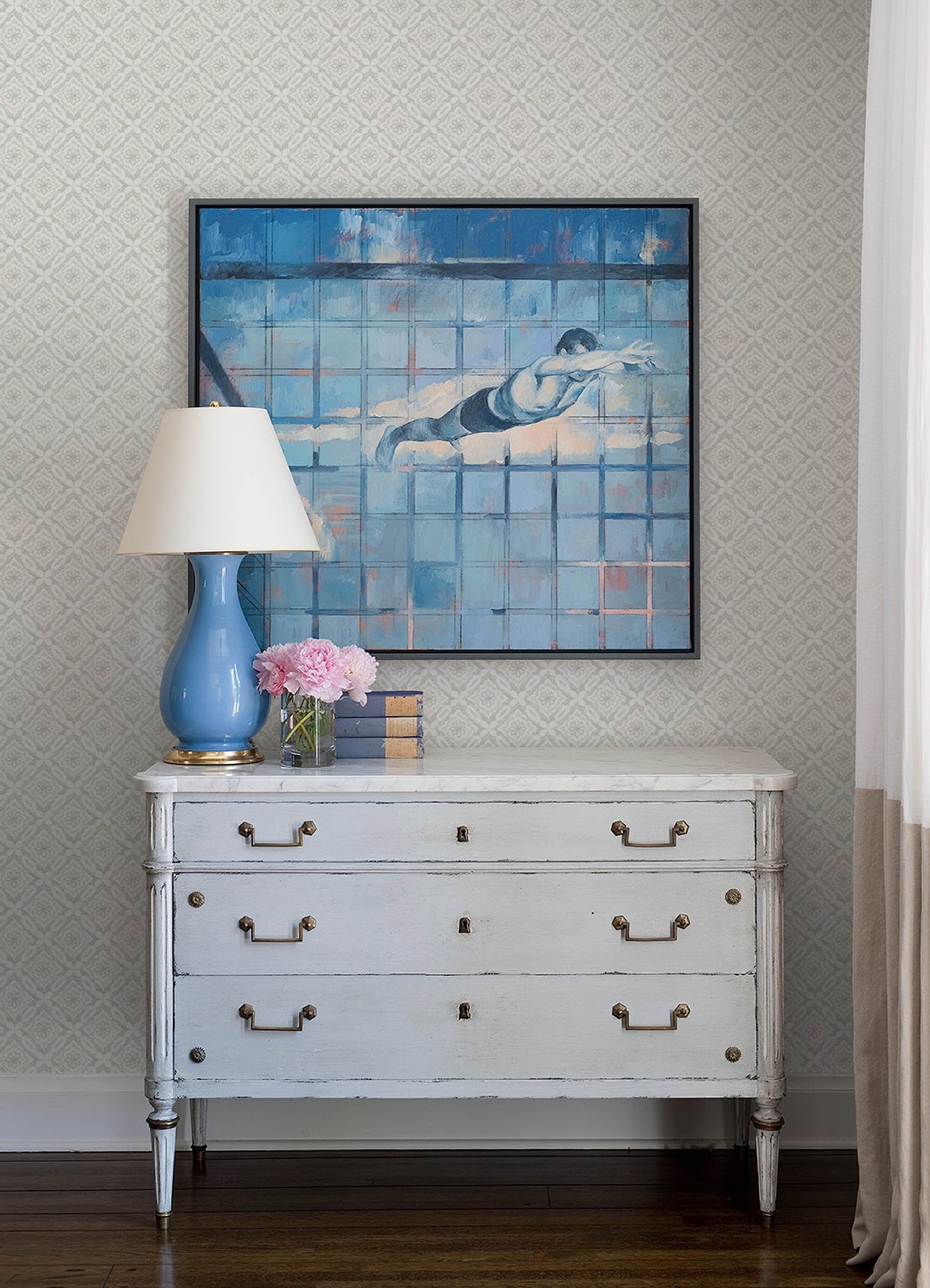 Chesapeake 3122-10700 Hugson Grey Quilted Damask Wallpaper