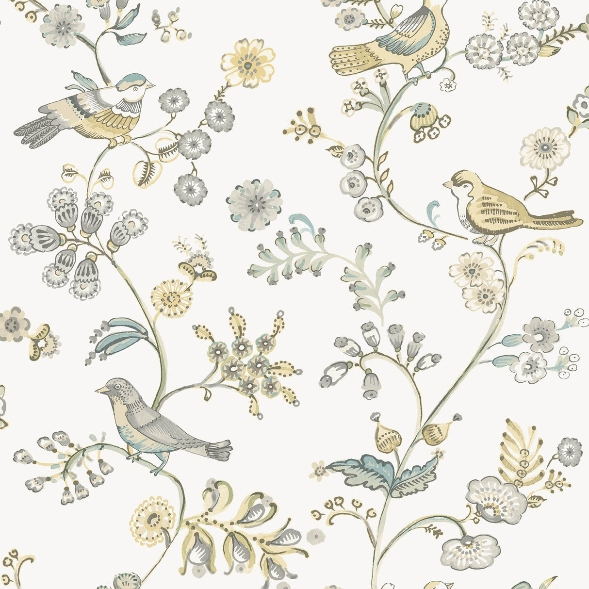 Chesapeake 3122-10800 Jinjur Light Yellow Bird Trail Wallpaper