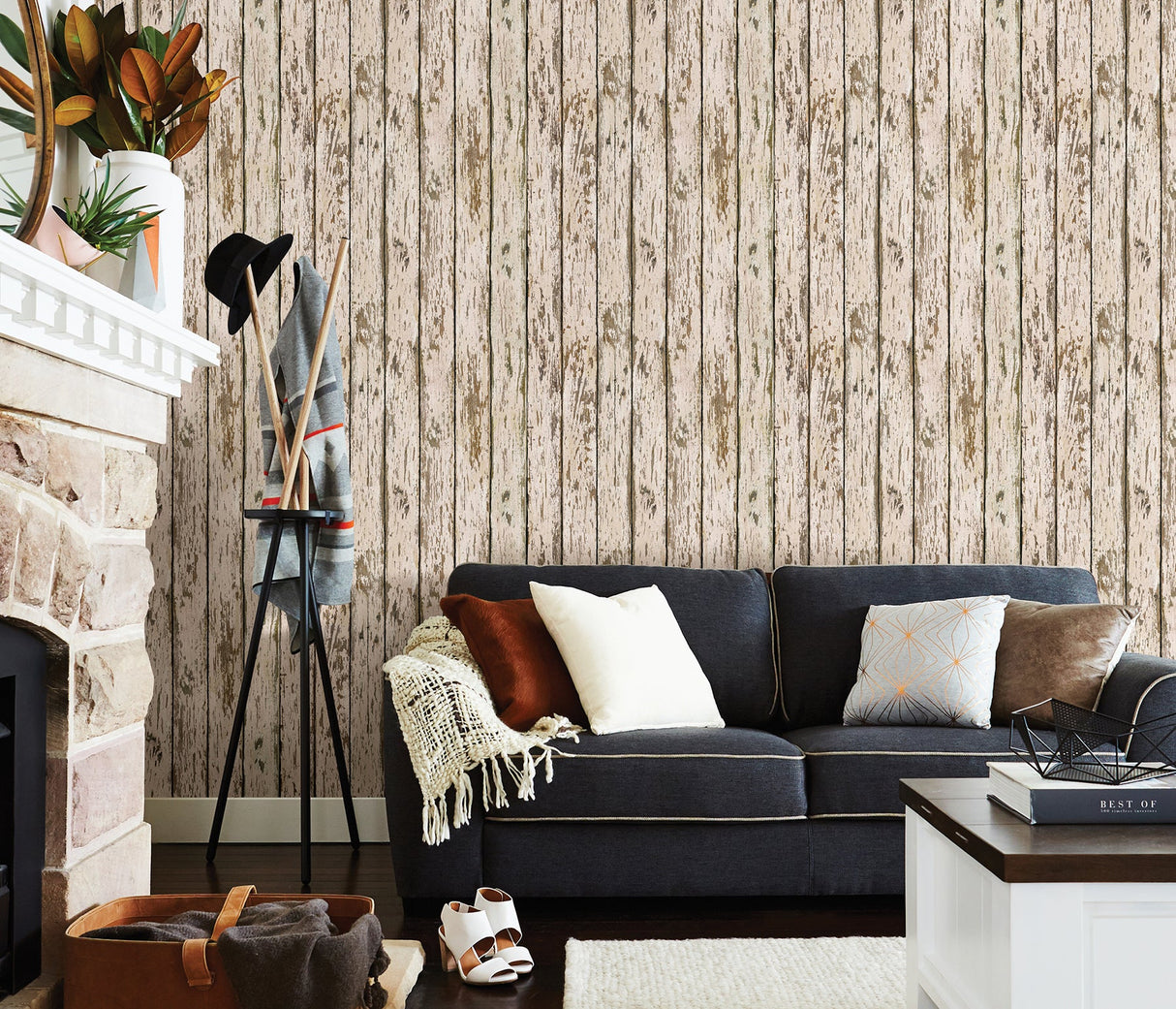 Chesapeake 3123-13282 Harley Khaki Weathered Wood Wallpaper