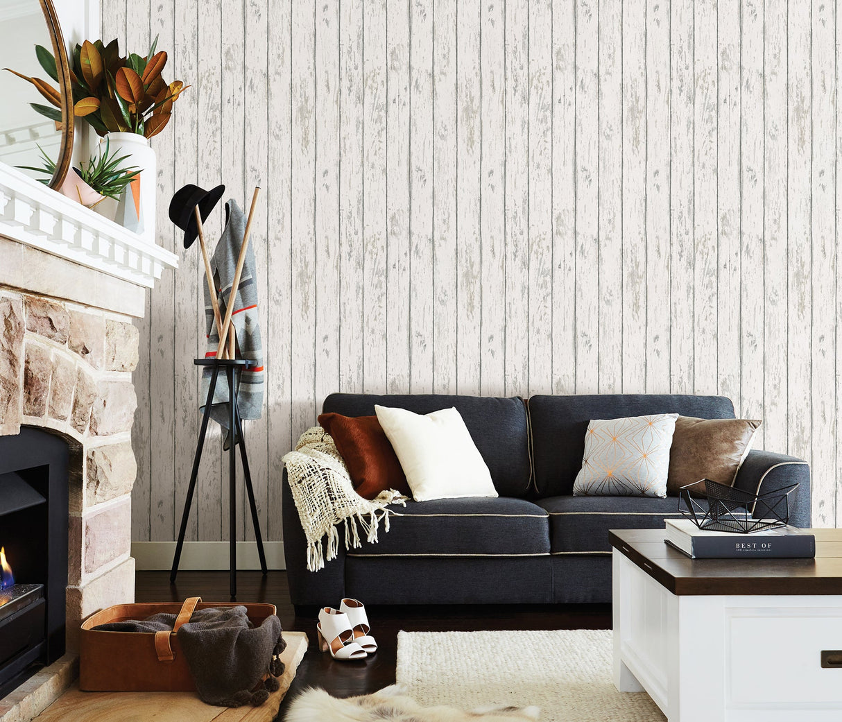 Chesapeake 3123-13283 Harley Off-White Weathered Wood Wallpaper