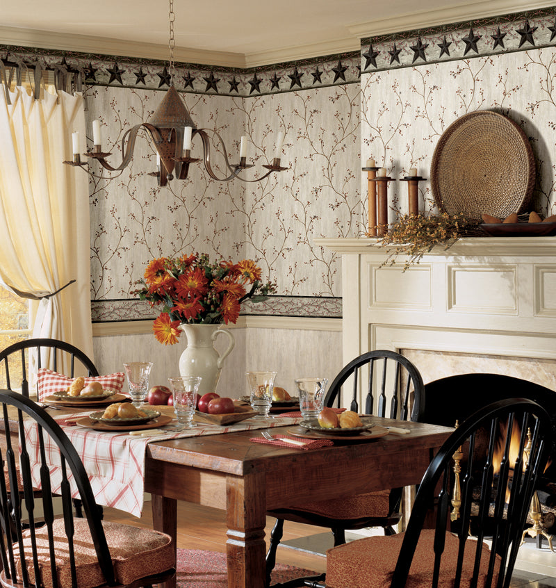 Chesapeake 3123-44031 Justine Light Grey Berry Trail Wallpaper