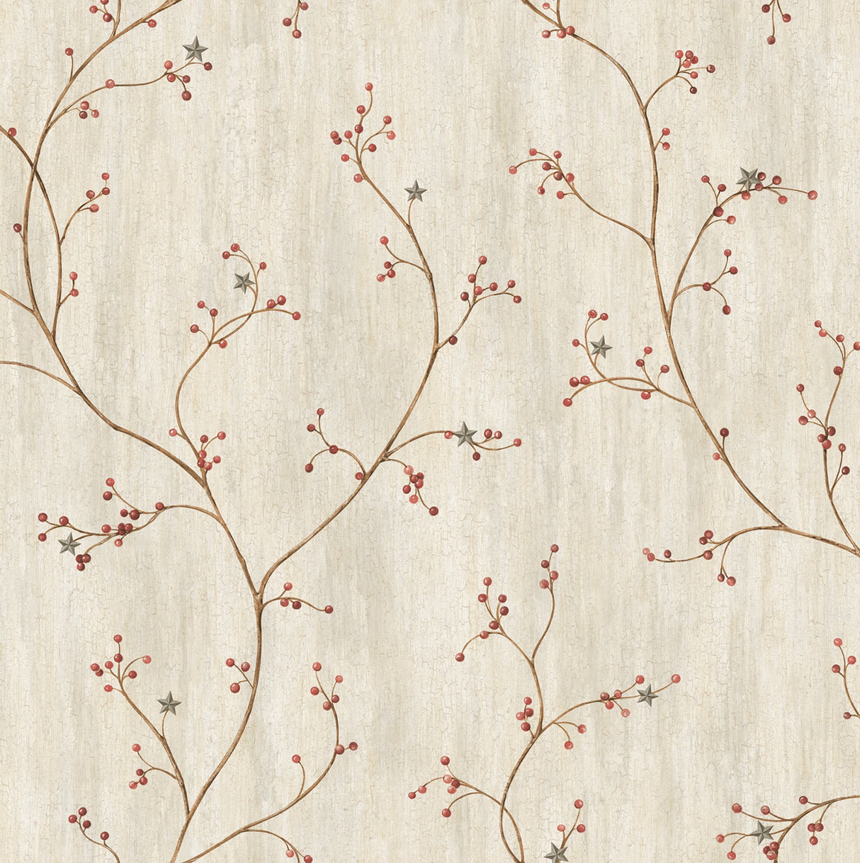 Chesapeake 3123-44031 Justine Light Grey Berry Trail Wallpaper