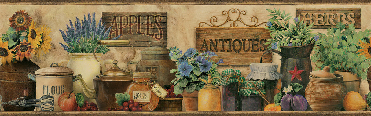 Chesapeake 3123-44581 Brittany Black Antiques & Herbs Border
