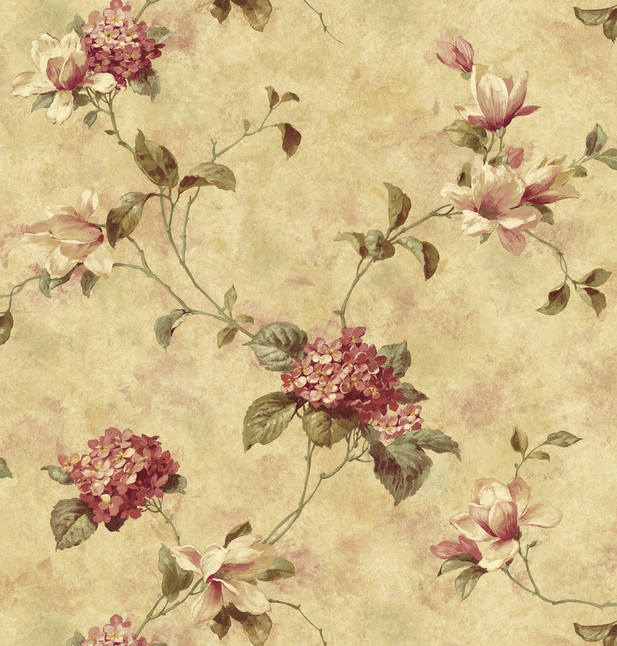 Chesapeake 3123-76304 Magnolia Yellow Hydrangea Trail Wallpaper
