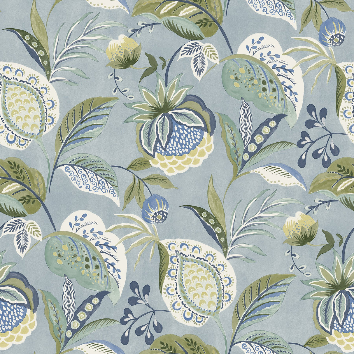 Chesapeake 3125-72300 Bohemian Blue Jacobean Wallpaper