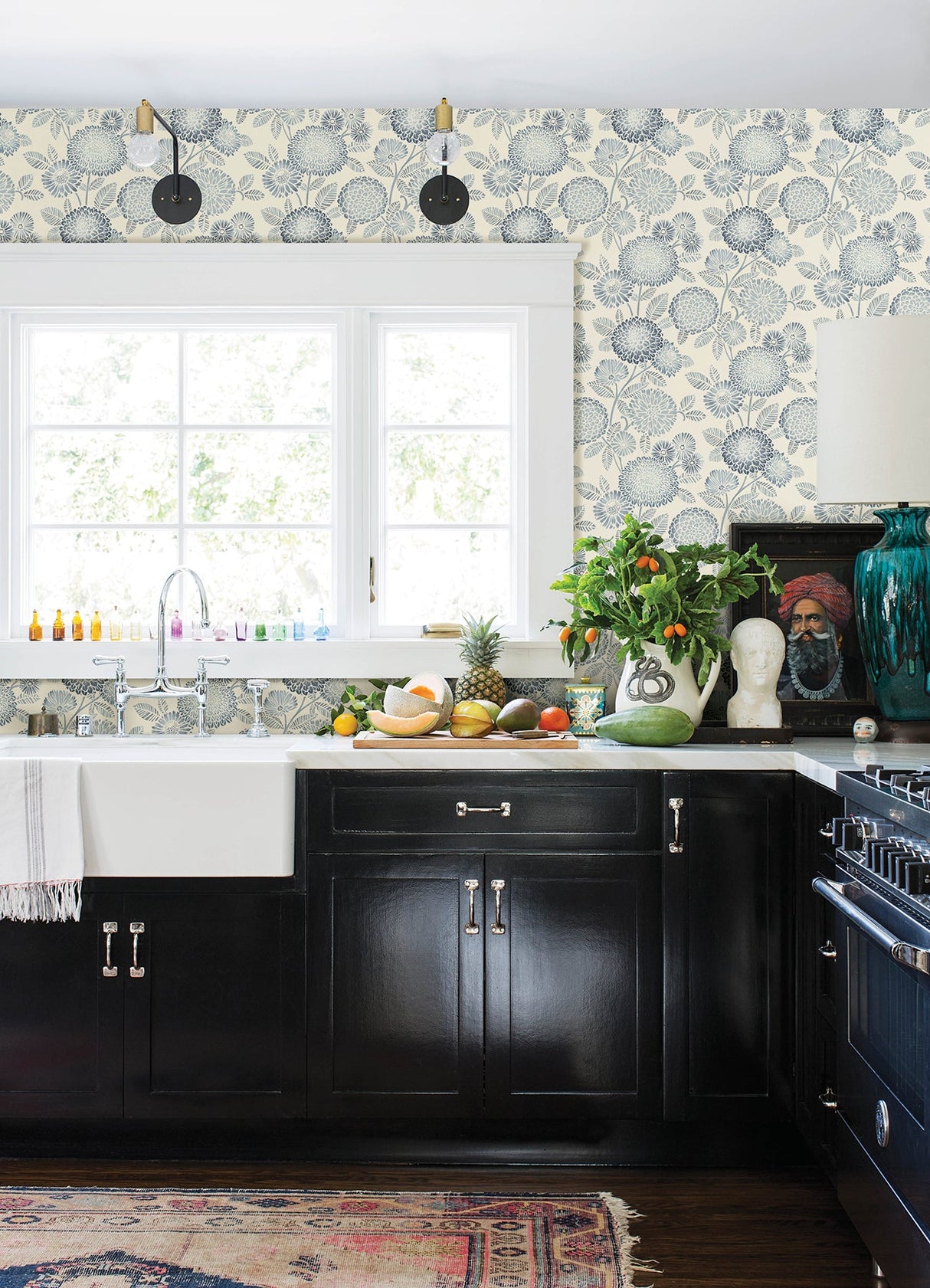 Chesapeake 3125-72328 Zalipie Blue Floral Trail Wallpaper