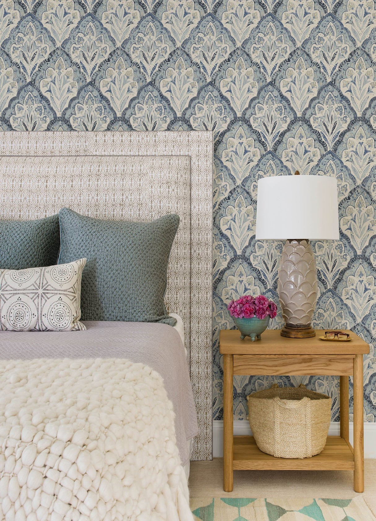 Chesapeake 3125-72337 Mimir Blue Quilted Damask Wallpaper