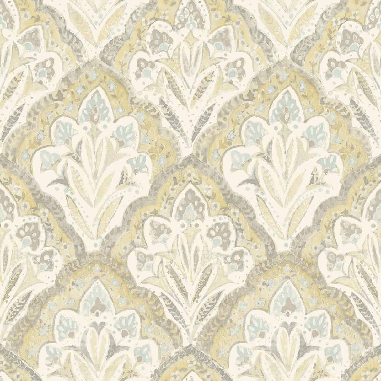 Chesapeake 3125-72338 Mimir Mustard Quilted Damask Wallpaper