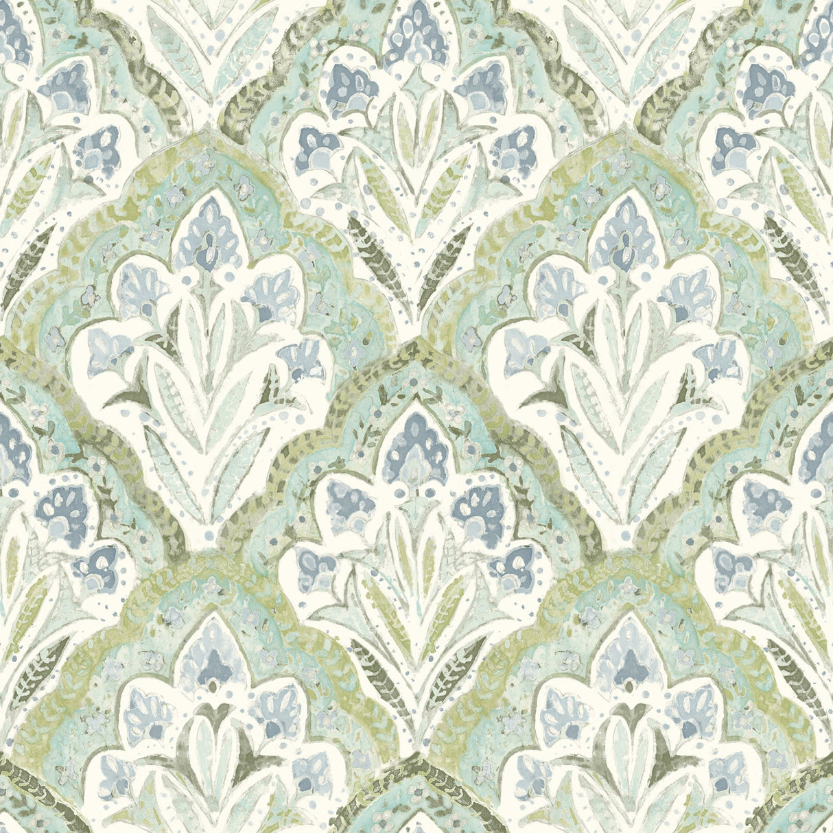 Chesapeake 3125-72341 Mimir Aquamarine Quilted Damask Wallpaper