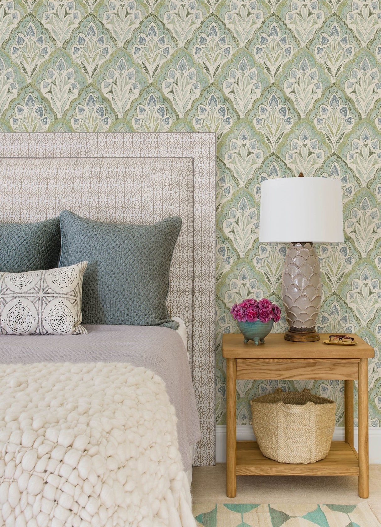 Chesapeake 3125-72341 Mimir Aquamarine Quilted Damask Wallpaper