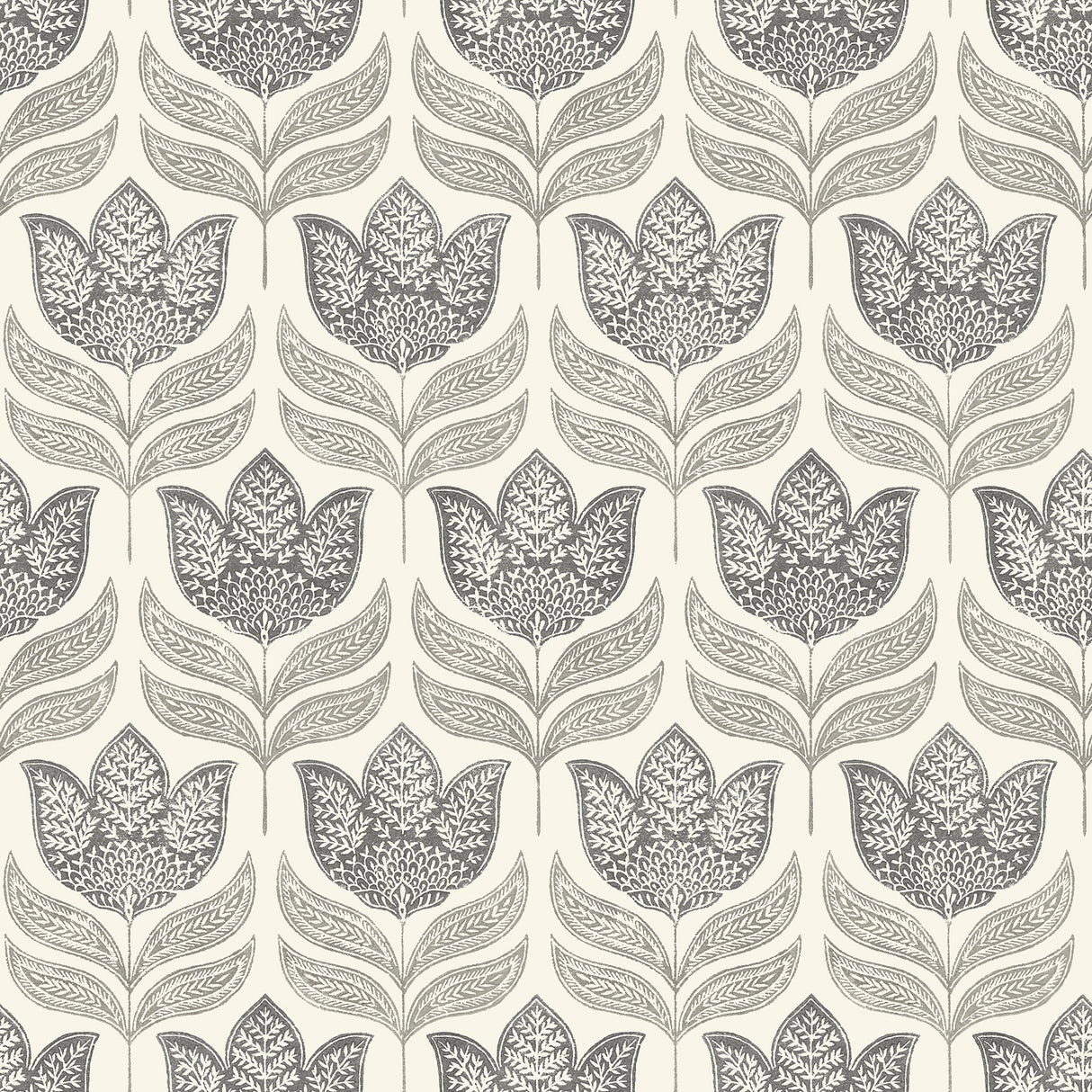 Chesapeake 3125-72343 Cathal Charcoal Tulip Block Print Wallpaper