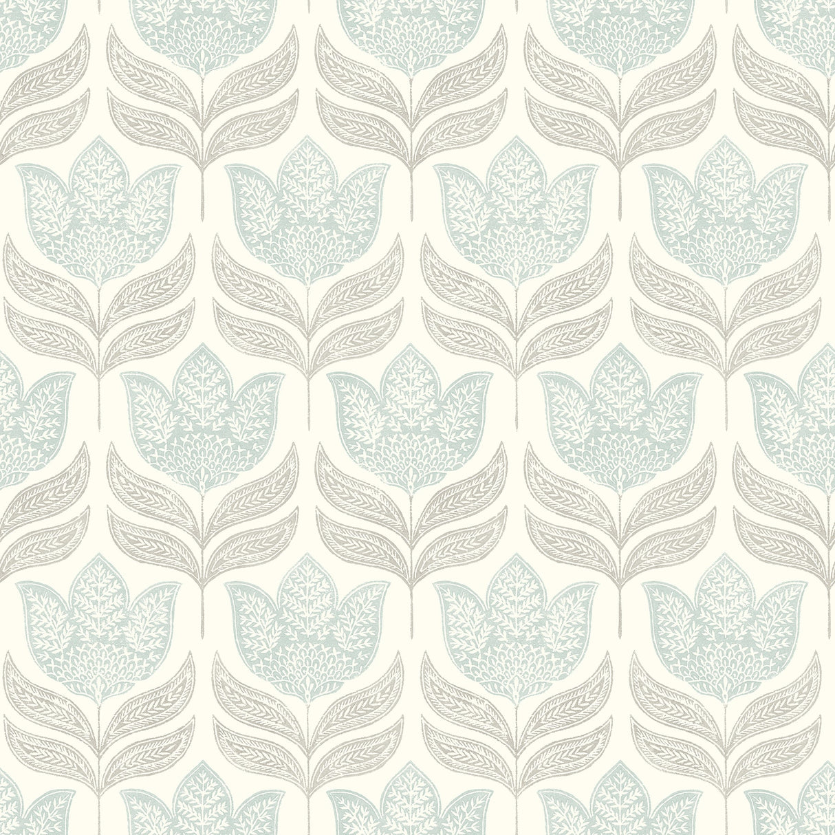 Chesapeake 3125-72344 Cathal Aqua Tulip Block Print Wallpaper