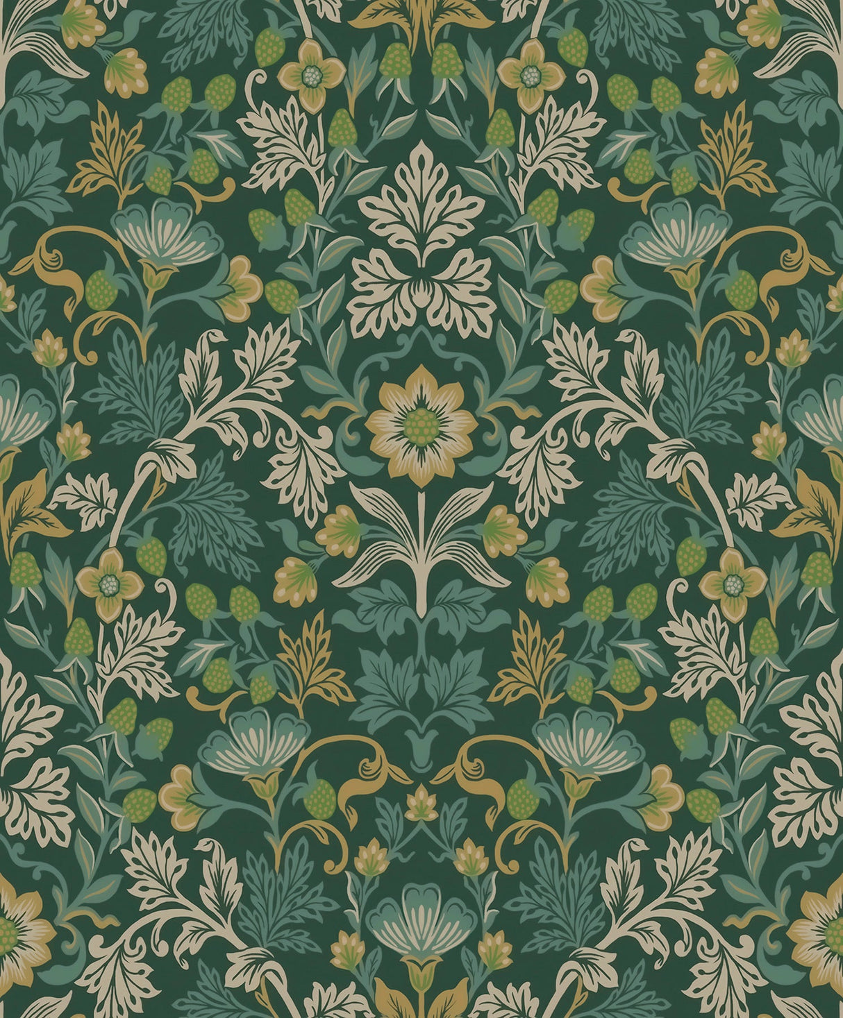 Eijffinger 316000 Lila Teal Strawberry Floral Wallpaper