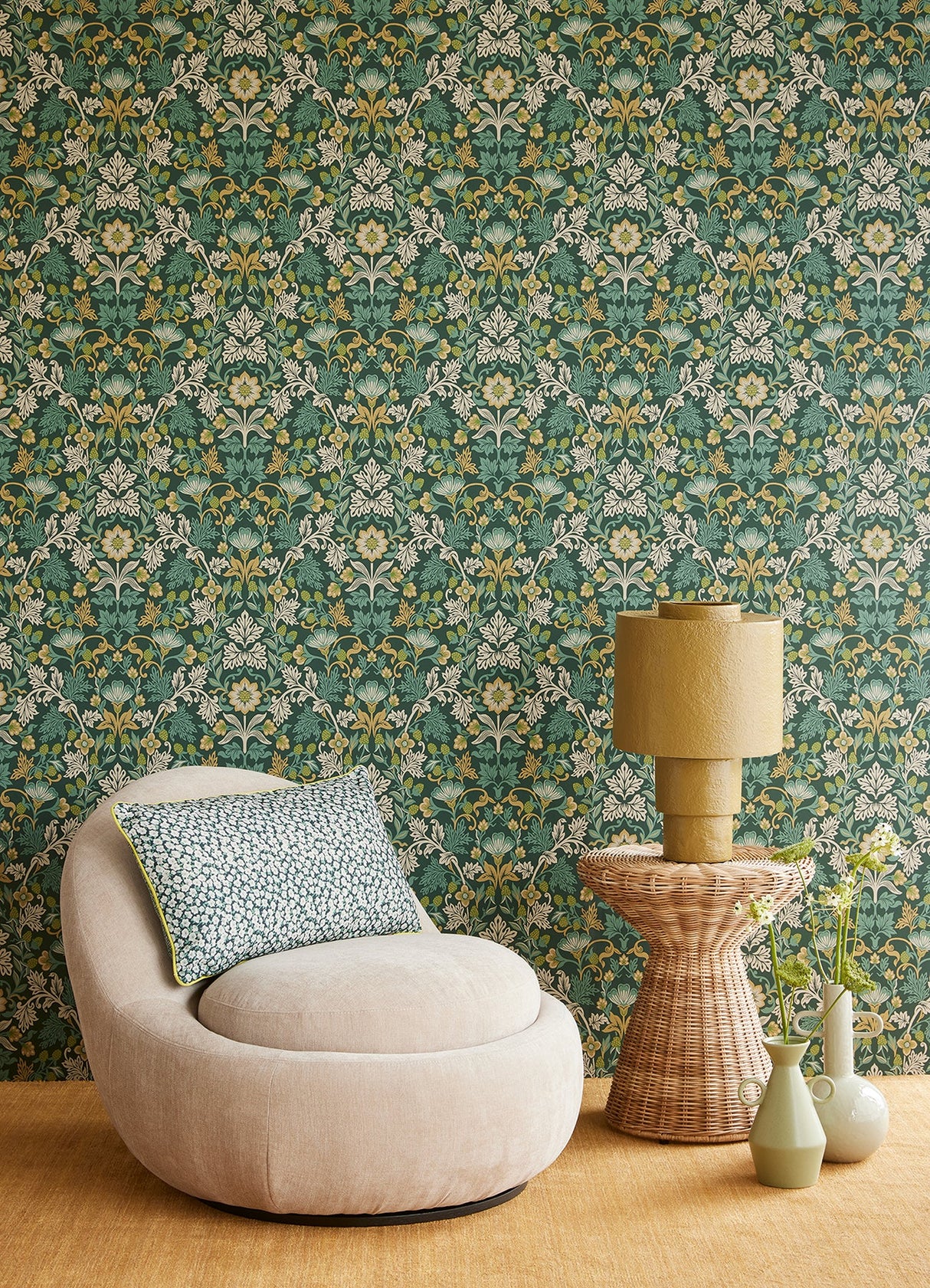 Eijffinger 316000 Lila Teal Strawberry Floral Wallpaper