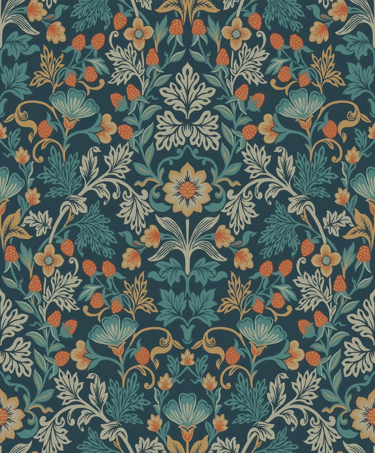 Eijffinger 316001 Lila Blue Strawberry Floral Wallpaper