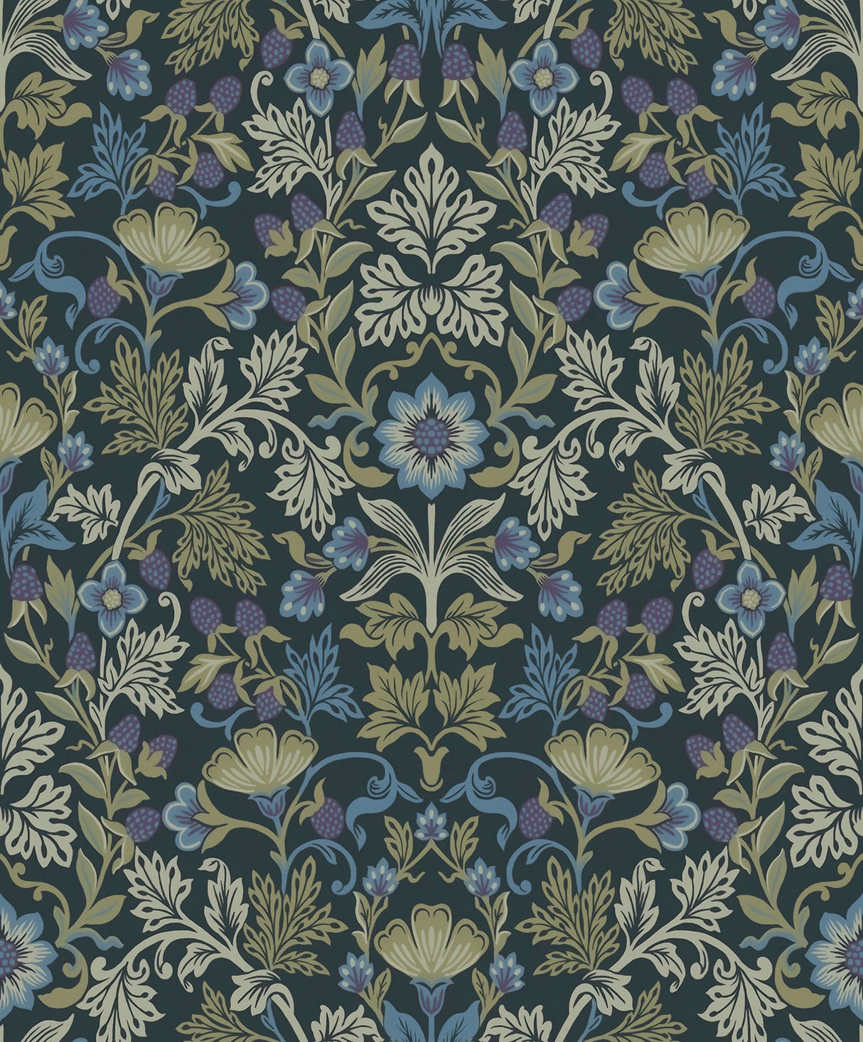 Eijffinger 316002 Lila Periwinkle Strawberry Floral Wallpaper
