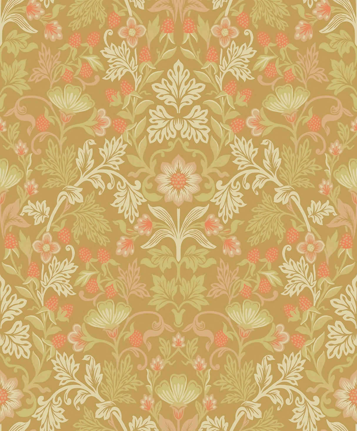 Eijffinger 316006 Lila Gold Strawberry Floral Wallpaper