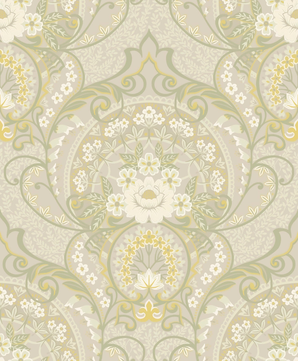 Eijffinger 316010 Nasrin Light Grey Damask Wallpaper