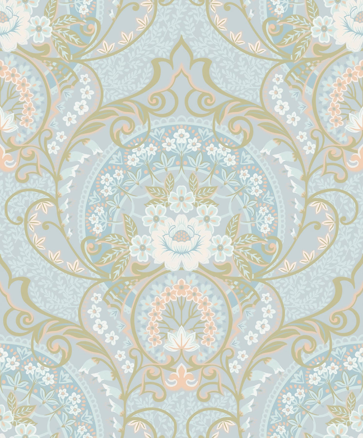 Eijffinger 316011 Nasrin Light Blue Damask Wallpaper