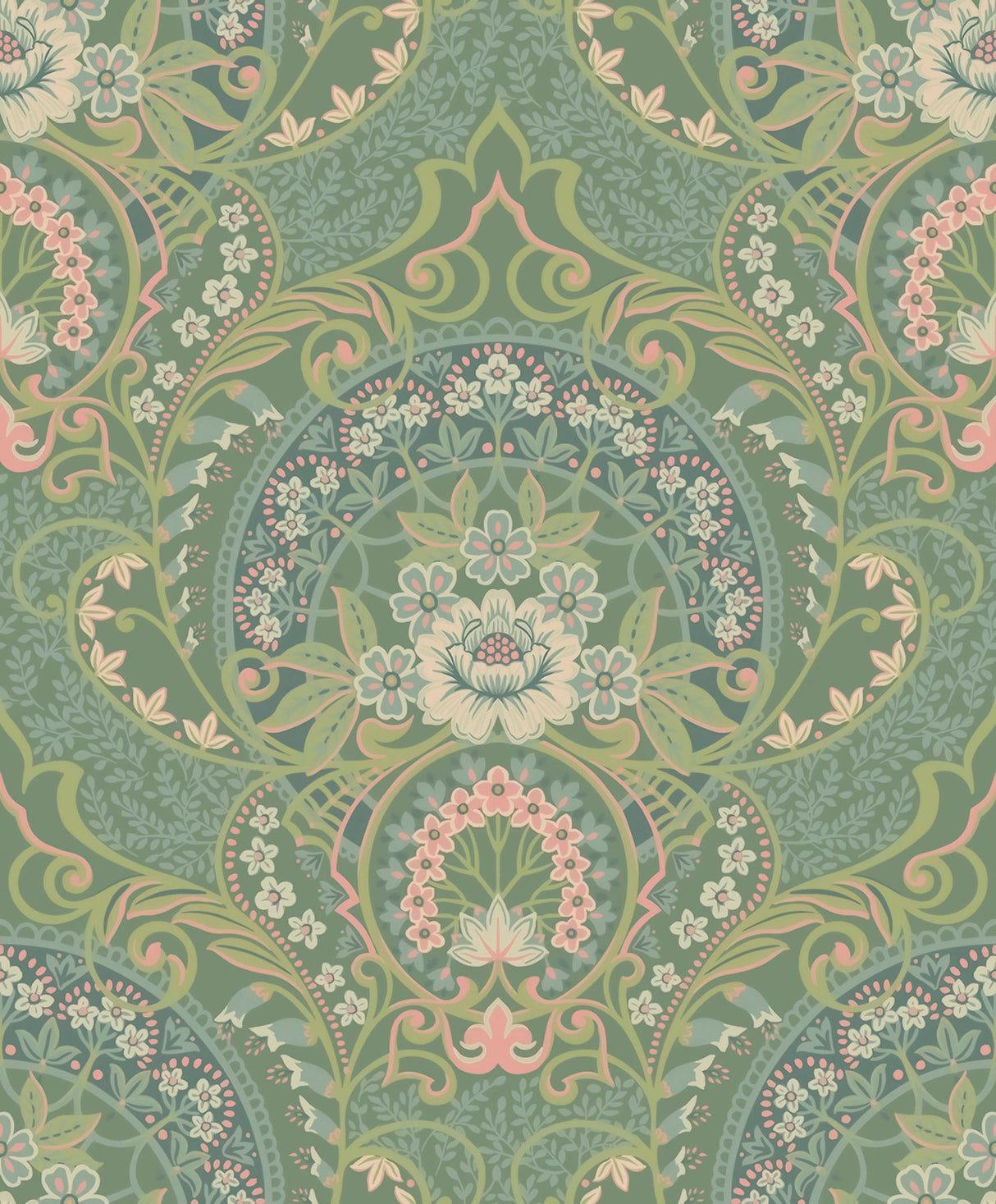 Eijffinger 316013 Nasrin Sea Green Damask Wallpaper