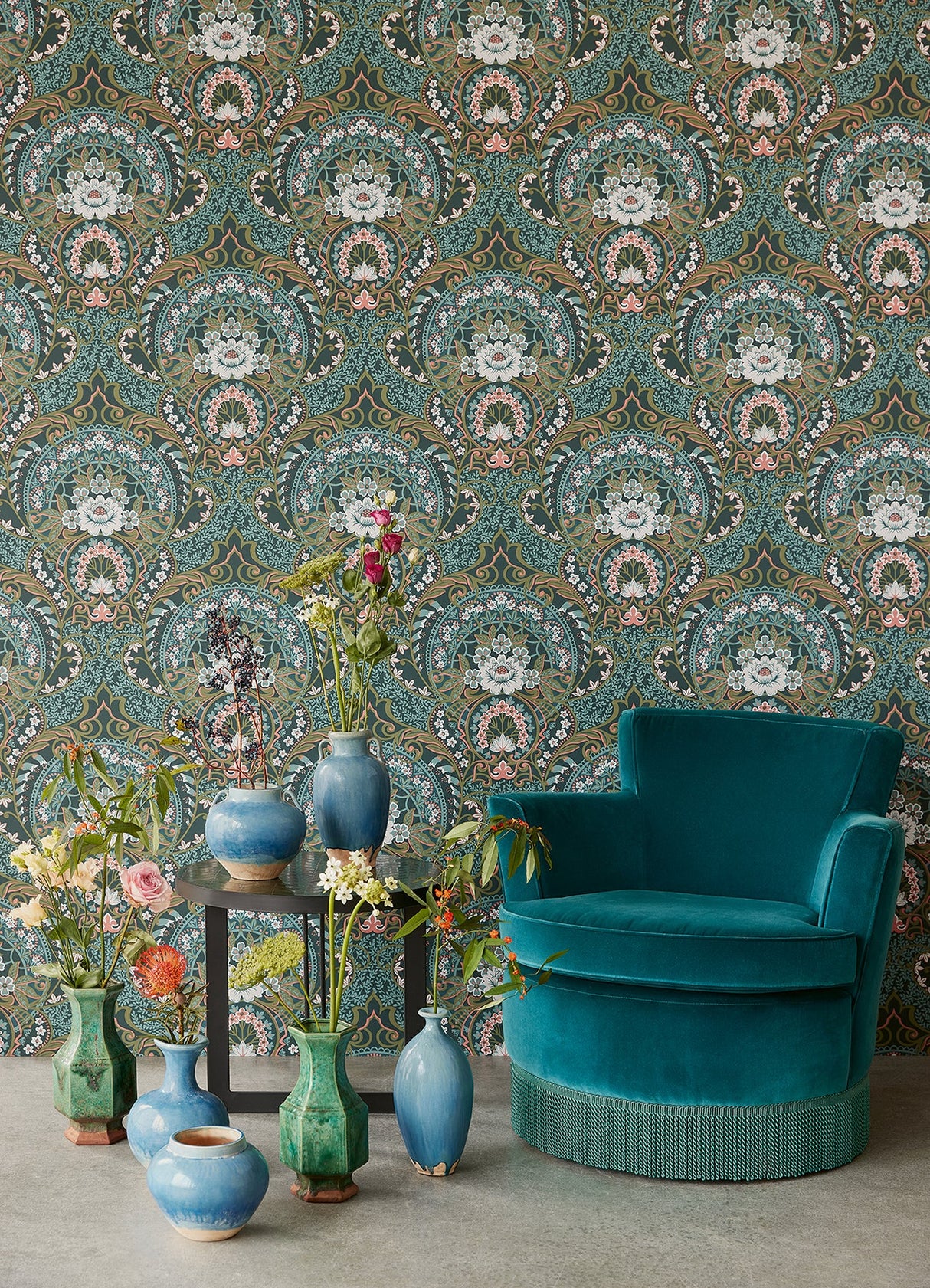 Eijffinger 316015 Nasrin Blueberry Damask Wallpaper