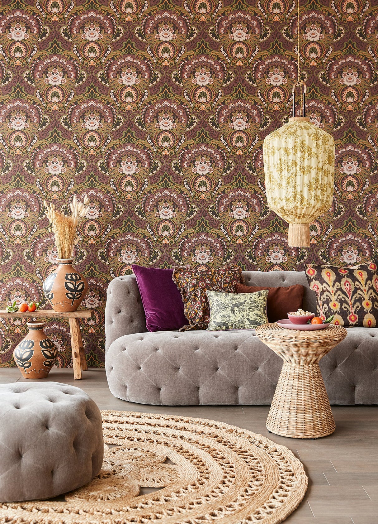 Eijffinger 316016 Nasrin Purple Damask Wallpaper