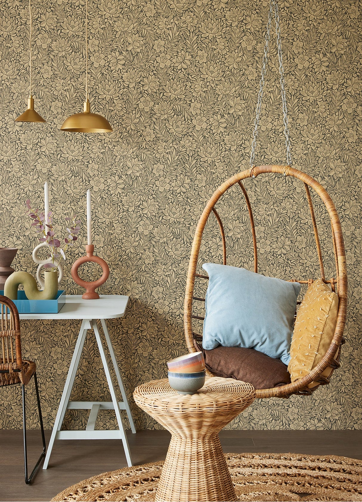 Eijffinger 316022 Zahara Chocolate Floral Wallpaper