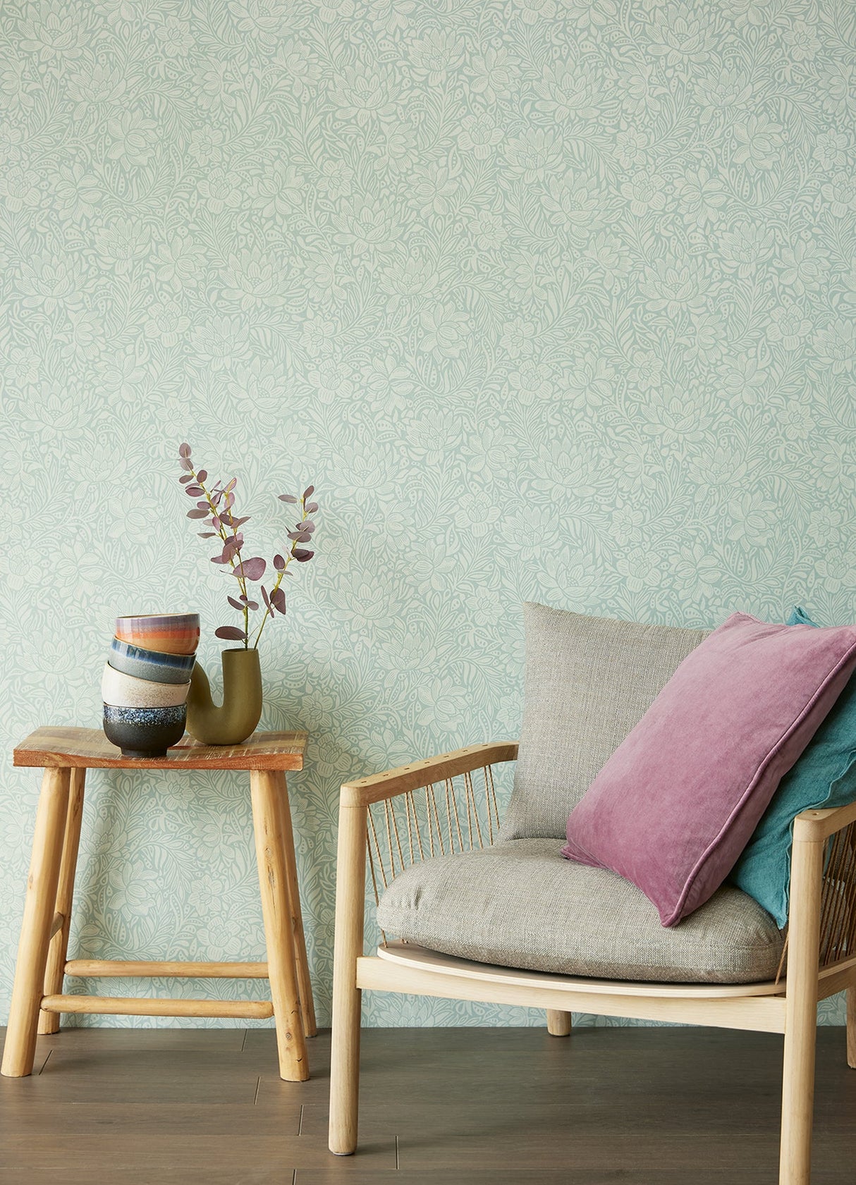 Eijffinger 316025 Zahara Seafoam Floral Wallpaper
