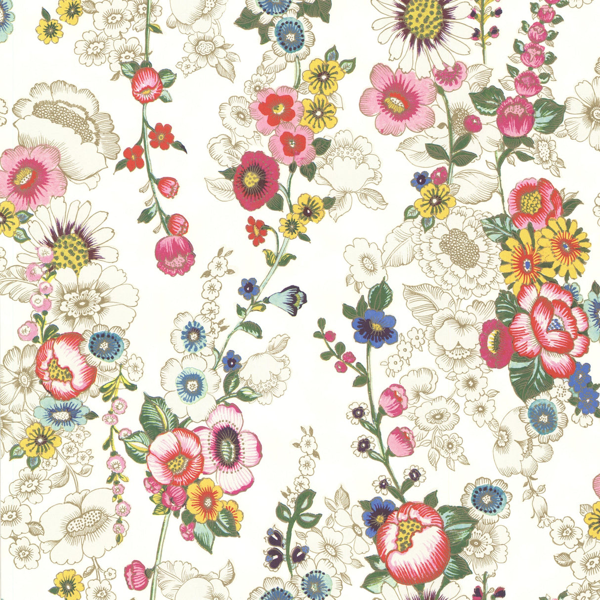 Eijffinger 330200 Eivissa Cream Vivid Floral Wallpaper