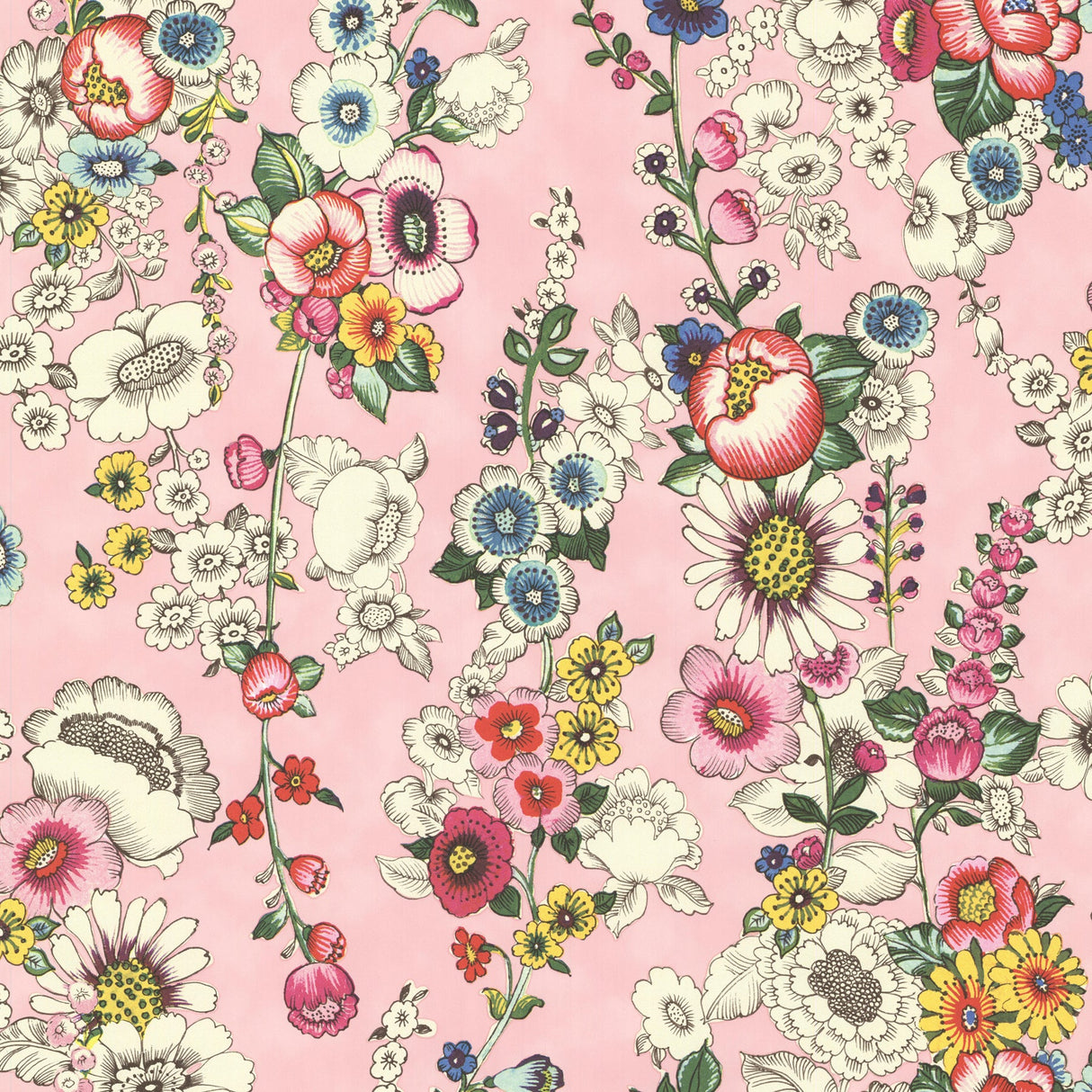 Eijffinger 330201 Eivissa Pink Vivid Floral Wallpaper