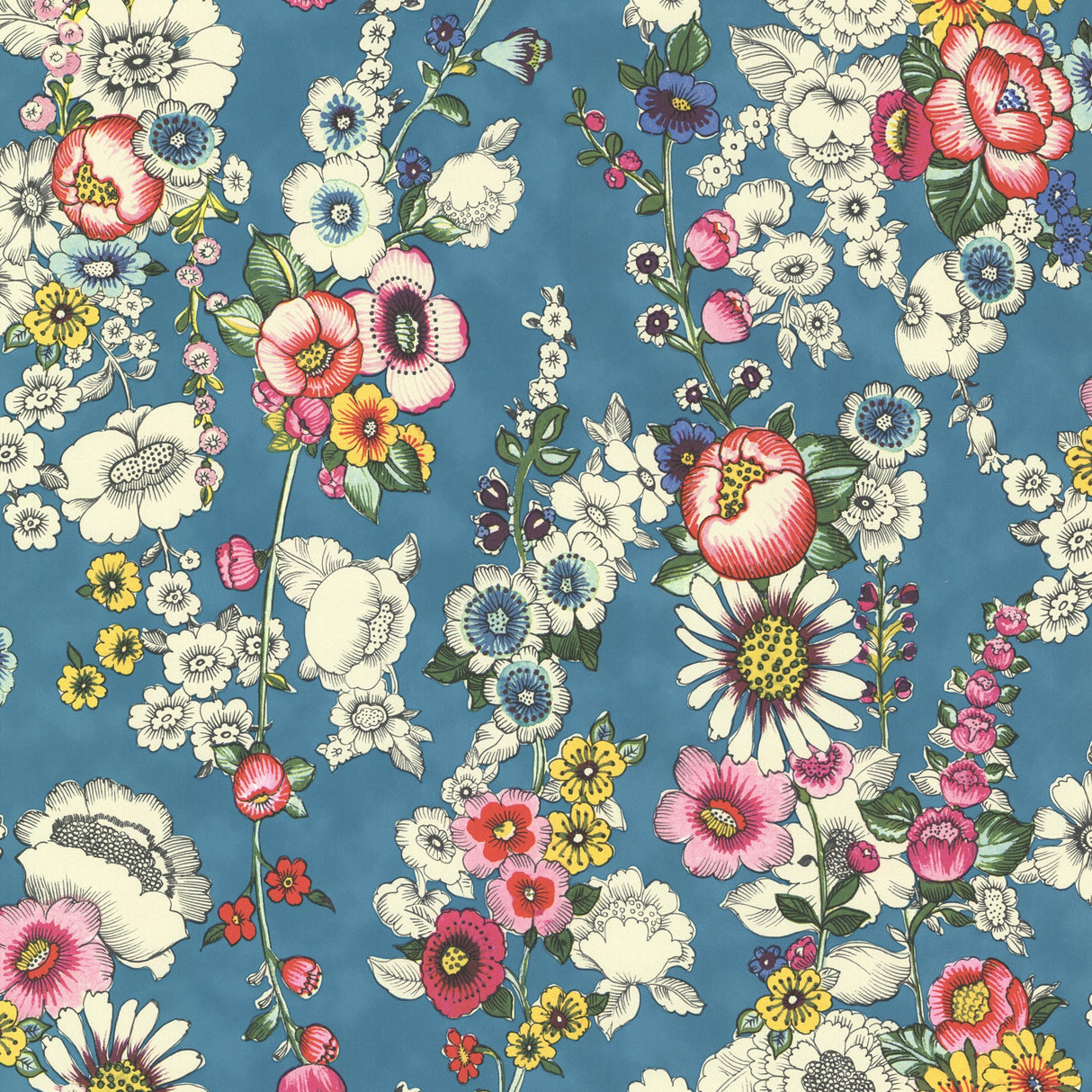 Eijffinger 330203 Eivissa Aqua Vivid Floral Wallpaper