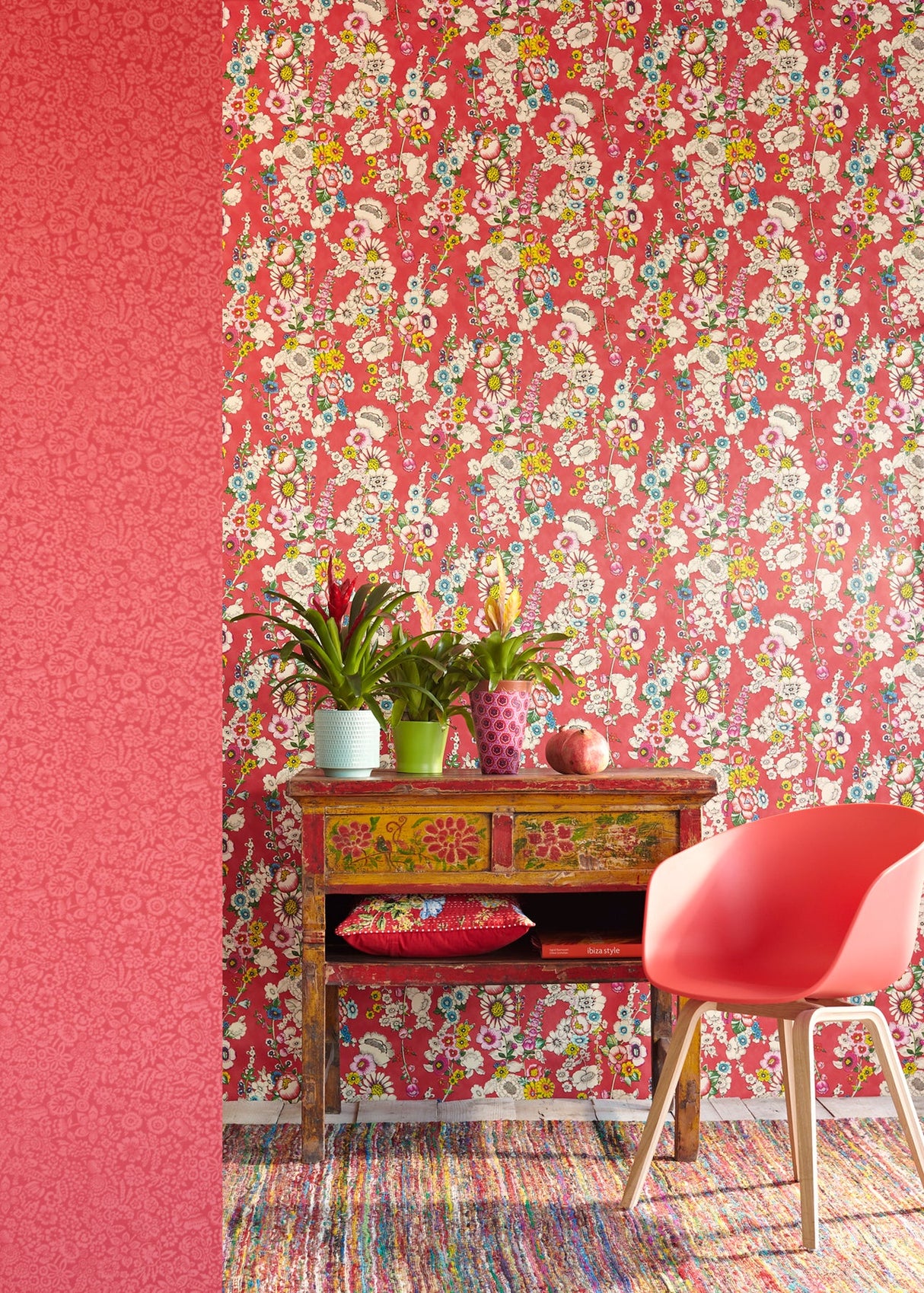 Eijffinger 330204 Eivissa Red Vivid Floral Wallpaper