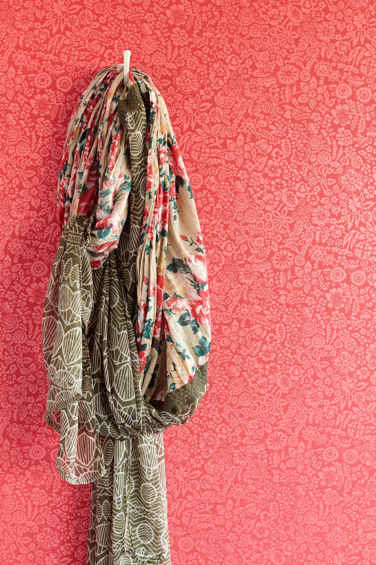 Eijffinger 330213 Majorca Red Vivacious Floral Relief Wallpaper